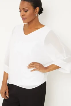 Ivory V Neck Overlayer Top
