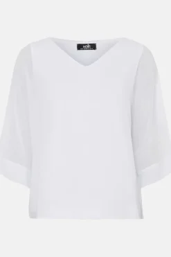 Ivory V Neck Overlayer Top