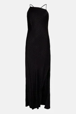 Jacquard Asymmetric Midi Slip Dress