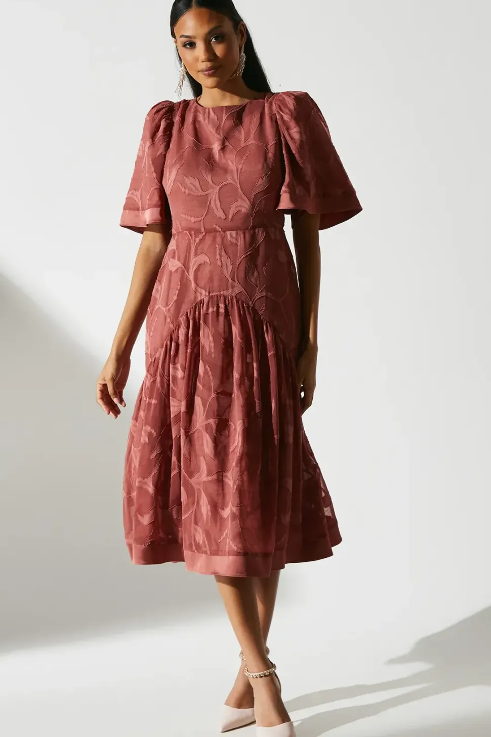 Jacquard Burnout Midi Dress