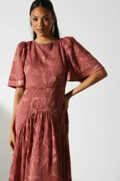 Jacquard Burnout Midi Dress
