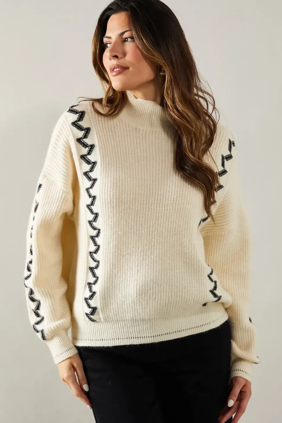 Jacquard Design High Neck Jumper