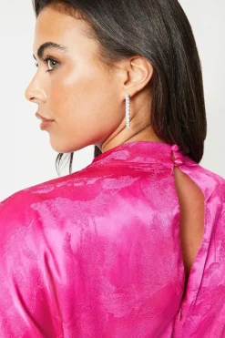 Jacquard Drape Top Midi Dress
