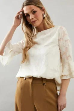 Jacquard Frill Sleeve Top