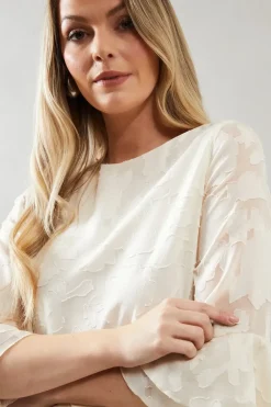 Jacquard Frill Sleeve Top