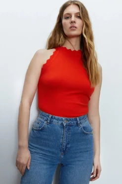 Jacquard Halter Neck Knitted Top