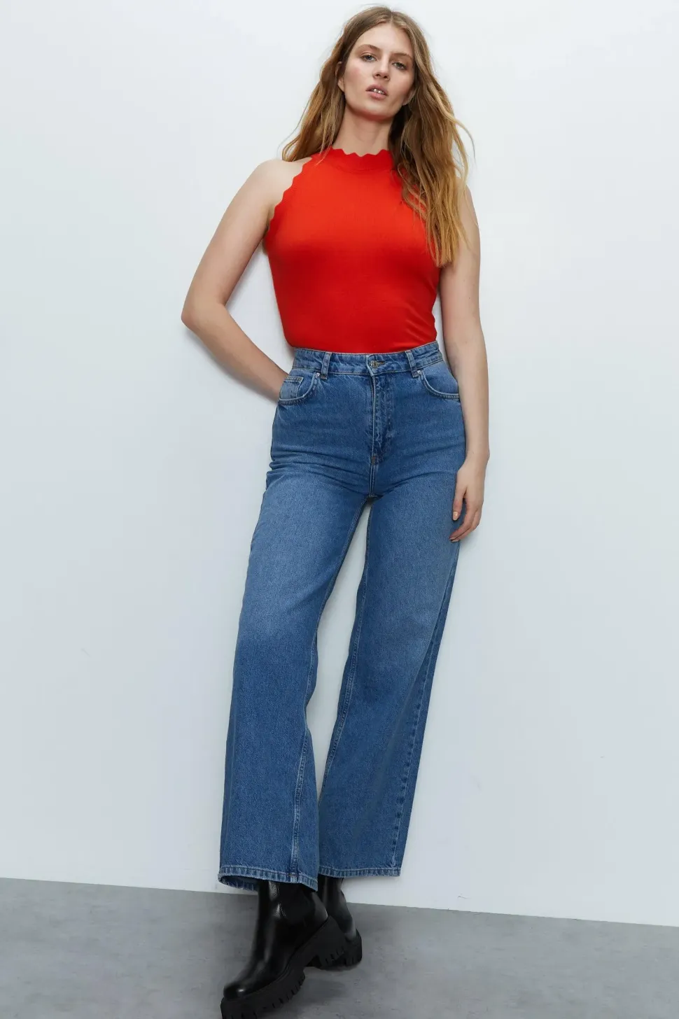 Jacquard Halter Neck Knitted Top