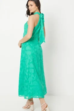 Jacquard Halterneck Maxi Dress