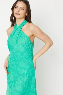 Jacquard Halterneck Maxi Dress