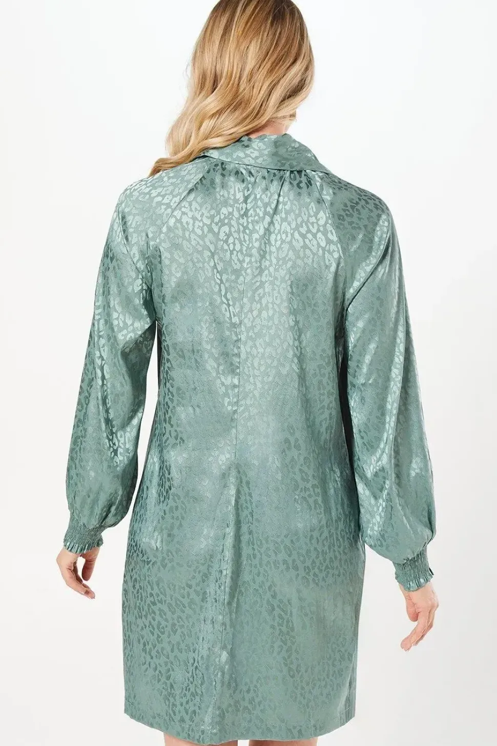 Jacquard Satin Pussybow Shift Dress
