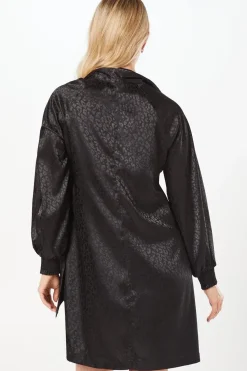 Jacquard Satin Pussybow Shift Dress