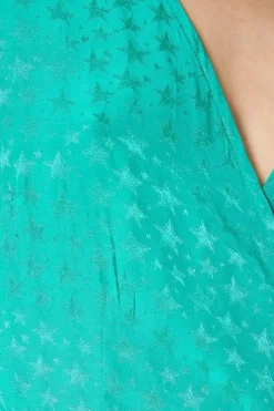 Jacquard Satin Wrap Midi Dress