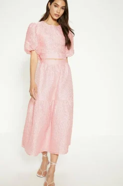 Jacquard Tiered Midi Skirt