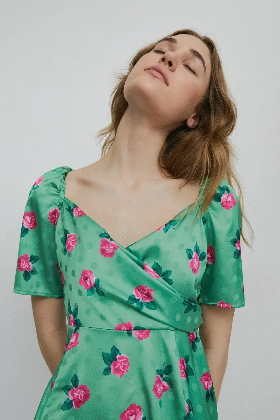 Jacquard Wrap Mini Dress In Floral