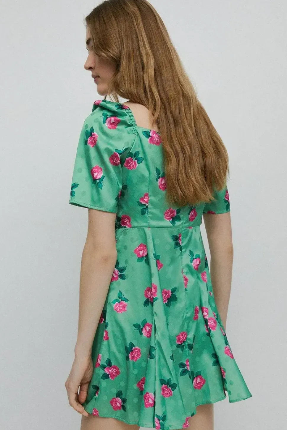 Jacquard Wrap Mini Dress In Floral