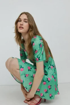 Jacquard Wrap Mini Dress In Floral