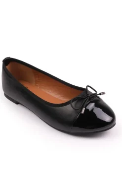 Janice' Ballerina Flats Extra Wide With Front Bow Detail