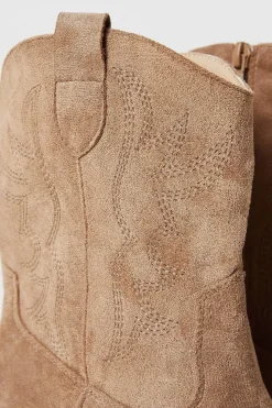 Jemma Stitch Detail Western Cowboy Ankle Boots