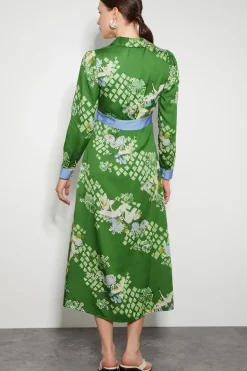Jennifer Long Sleeve Floral Print Midi Dress
