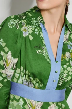 Jennifer Long Sleeve Floral Print Midi Dress