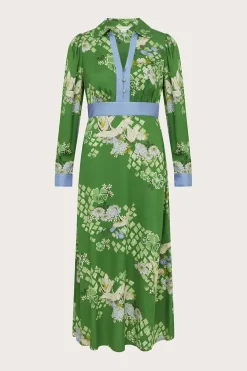Jennifer Long Sleeve Floral Print Midi Dress