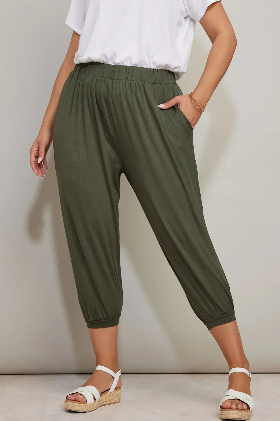 Jersey Cropped Harem Trousers