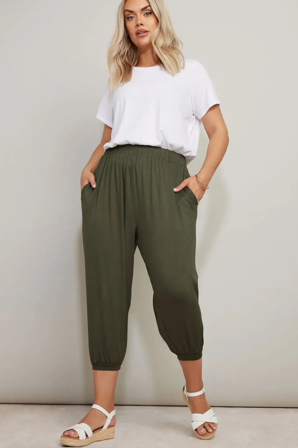 Jersey Cropped Harem Trousers