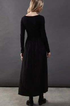 Jersey Taffeta Mix Drop Waist Midi Dress