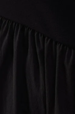 Jersey Taffeta Mix Drop Waist Midi Dress