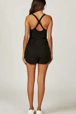 Jersey Top Playsuit with Skirt In Black