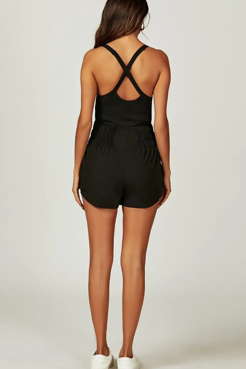 Jersey Top Playsuit with Skirt In Black