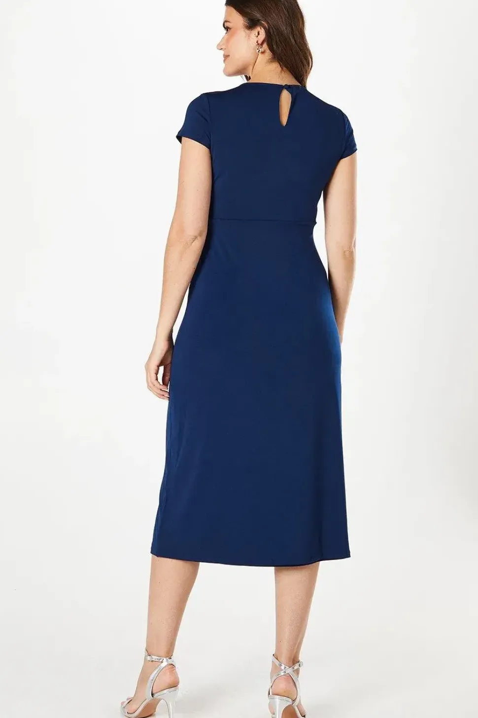 Jersey Wrap Buckle Midi Dress