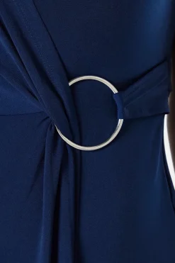 Jersey Wrap Buckle Midi Dress