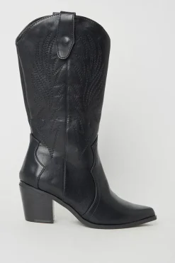 Joanna Embroidered Detail Western Cowboy Boots