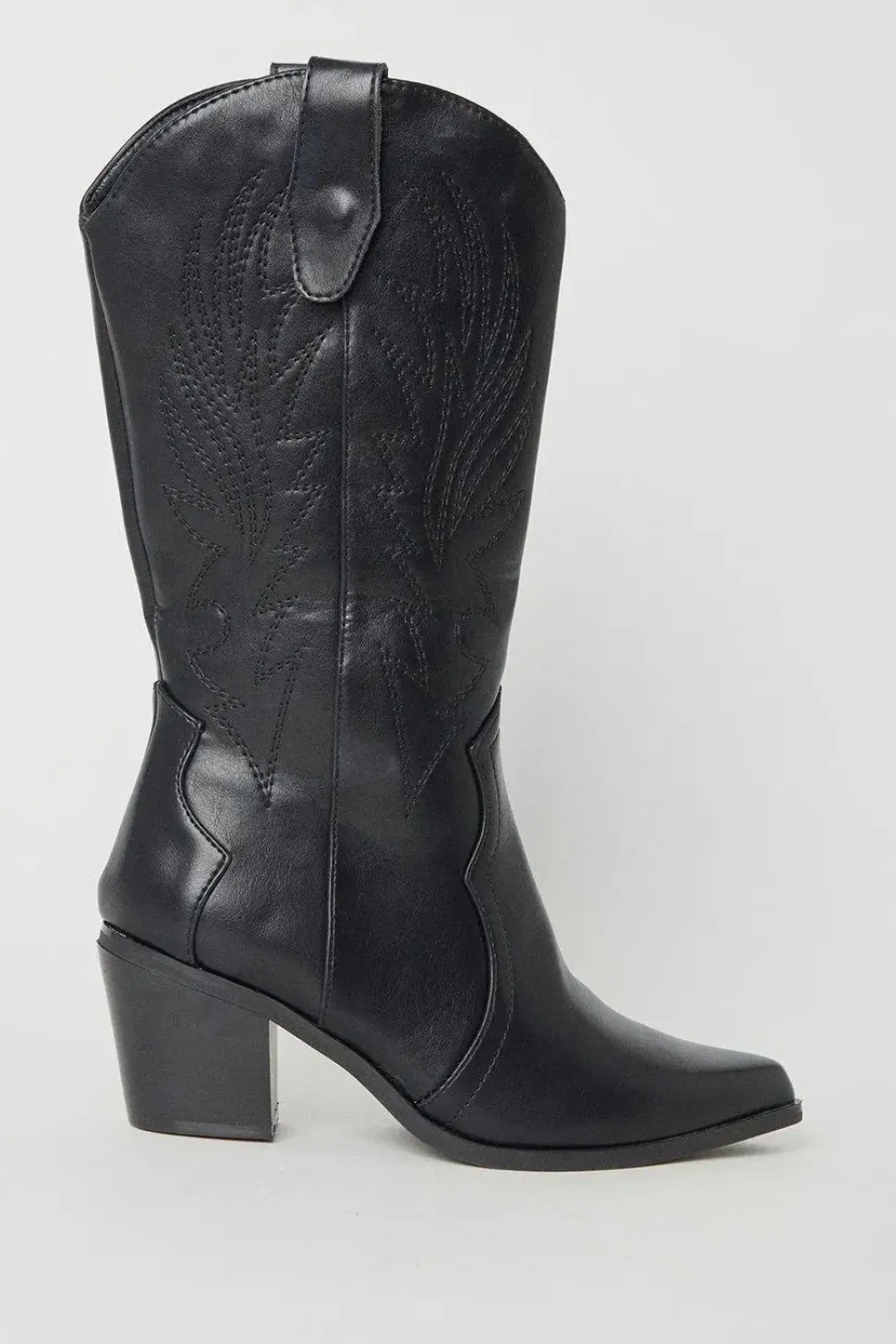 Joanna Embroidered Detail Western Cowboy Boots