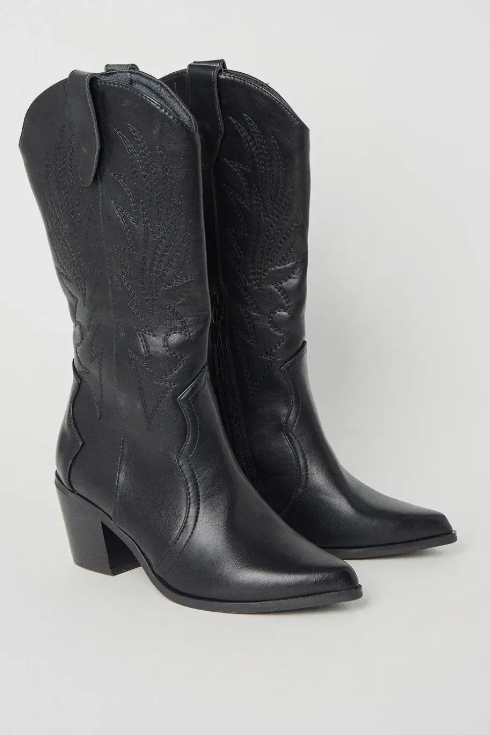 Joanna Embroidered Detail Western Cowboy Boots