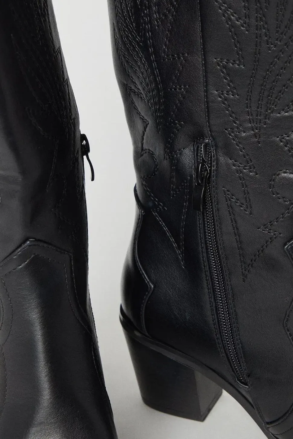 Joanna Embroidered Detail Western Cowboy Boots