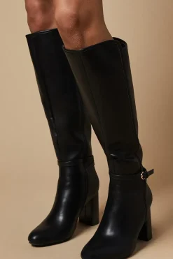 Jordyn High Block Heel Buckle Detail Knee High Boots