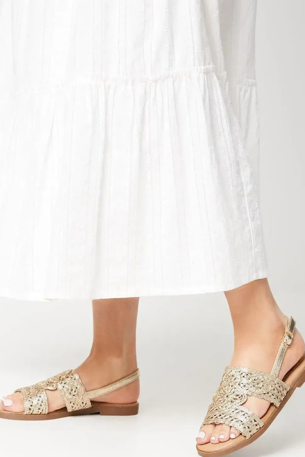 Juli Comfort Crochet Detail Slingback Flat Sandals