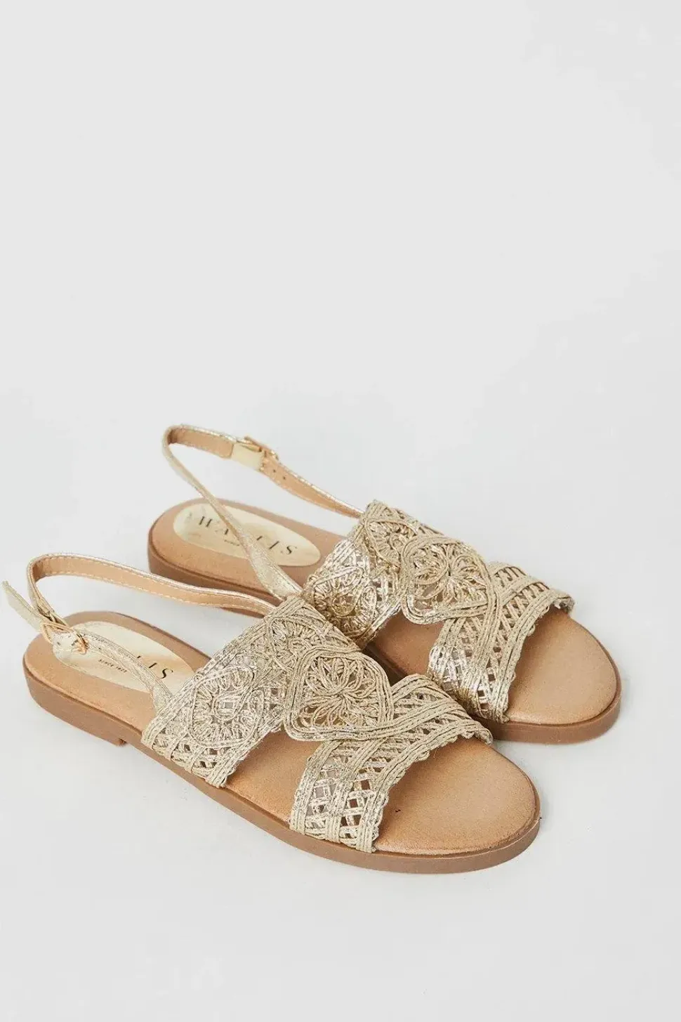 Juli Comfort Crochet Detail Slingback Flat Sandals