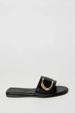 Juliette Comfort Gold Trim Detail Flat Mule Sandals
