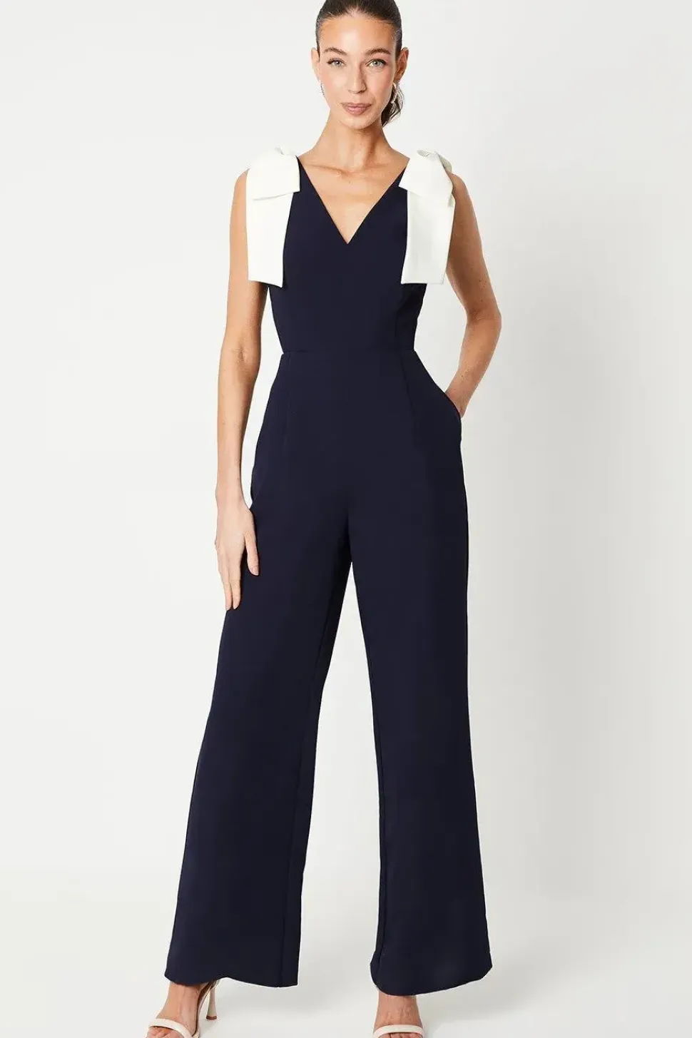 Jumpsuit With Contrast Bow Shoulders