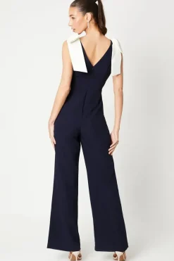 Jumpsuit With Contrast Bow Shoulders