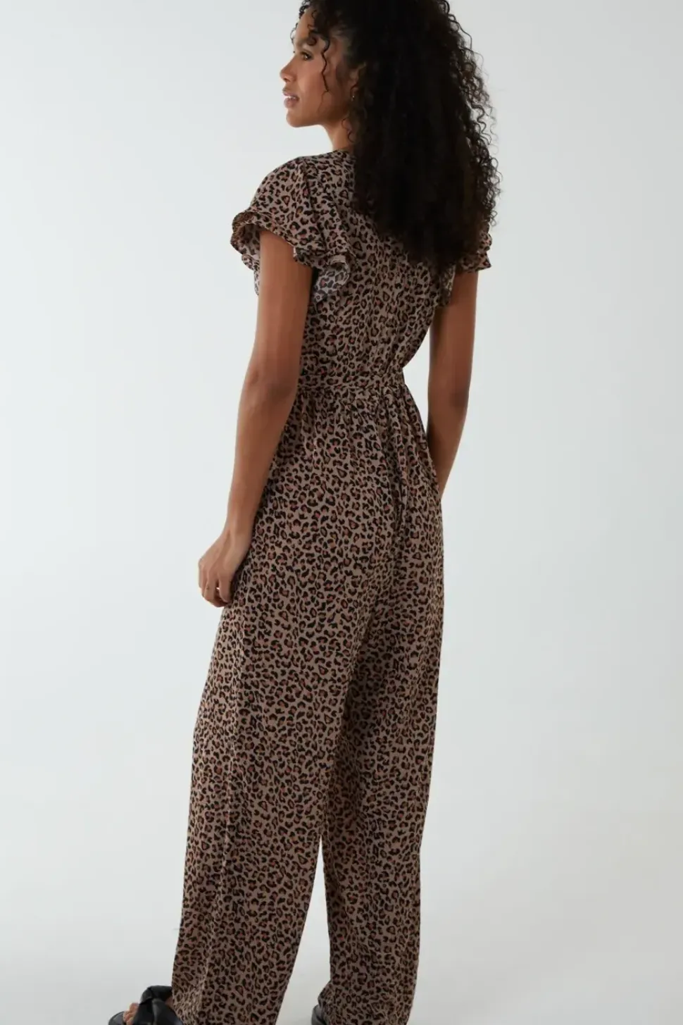 Jumpsuit With Ruffle Sleeve And Wrap Front