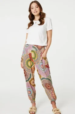 Kaleidoscope Print High Rise Harem Pants