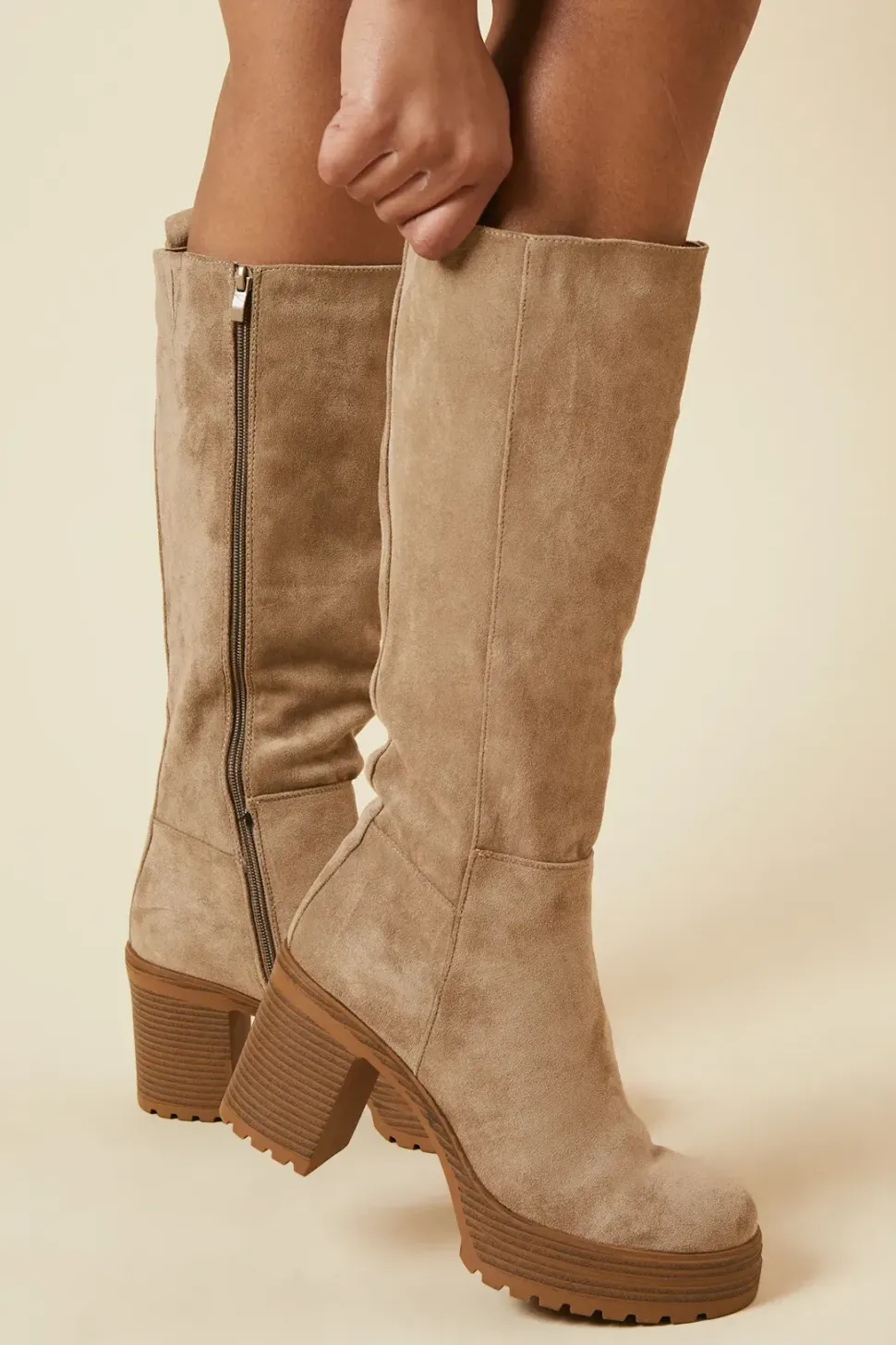 Kali Faux Suede Platform Knee Boot