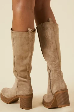 Kali Faux Suede Platform Knee Boot