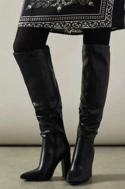 Kandi Faux Leather High Block Heel Pointed Over The Knee Boot