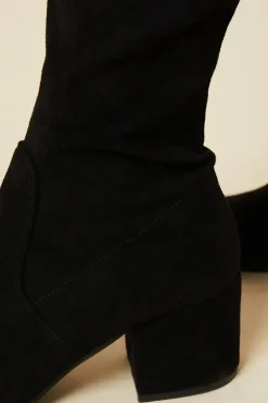 Kara Drawstring Block Heel Knee High Boots