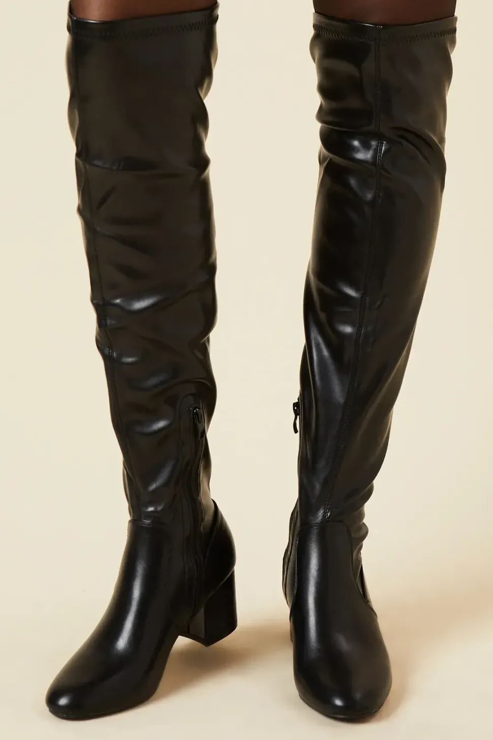 Kasmira High Block Heel Stretch Over The Knee Boot